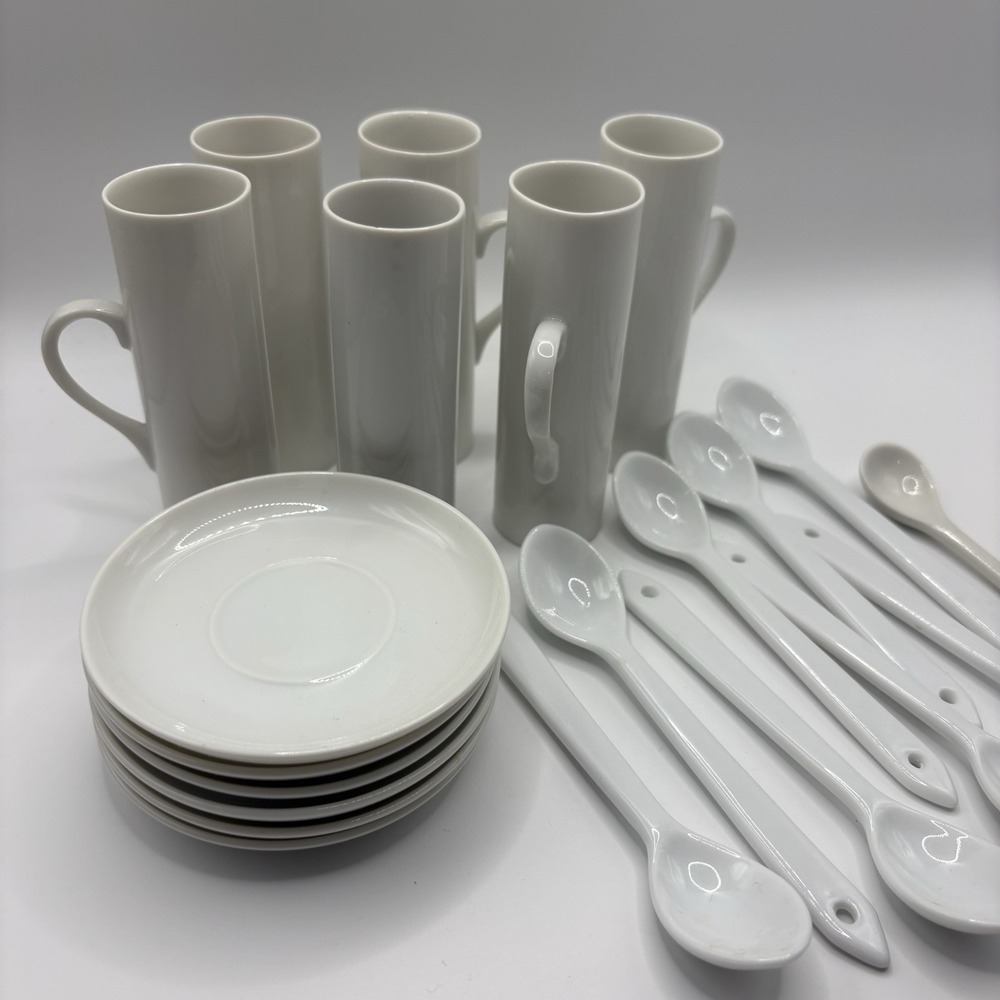 MCM Lagardo Tackett Schmid 60 Porcelain Espresso Demitasse Cups Saucers Spoons - Picture 2 of 13